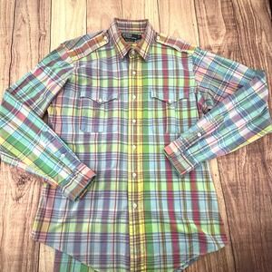 Polo by Ralph Lauren Trim Military Shirt Multicolor Plaid  Button Up Men's Large
